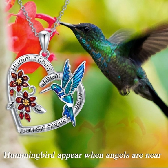 14k Hummingbirds Appear Angels are Near Necklace Memorial for Loved Ones - Picture 5 of 5